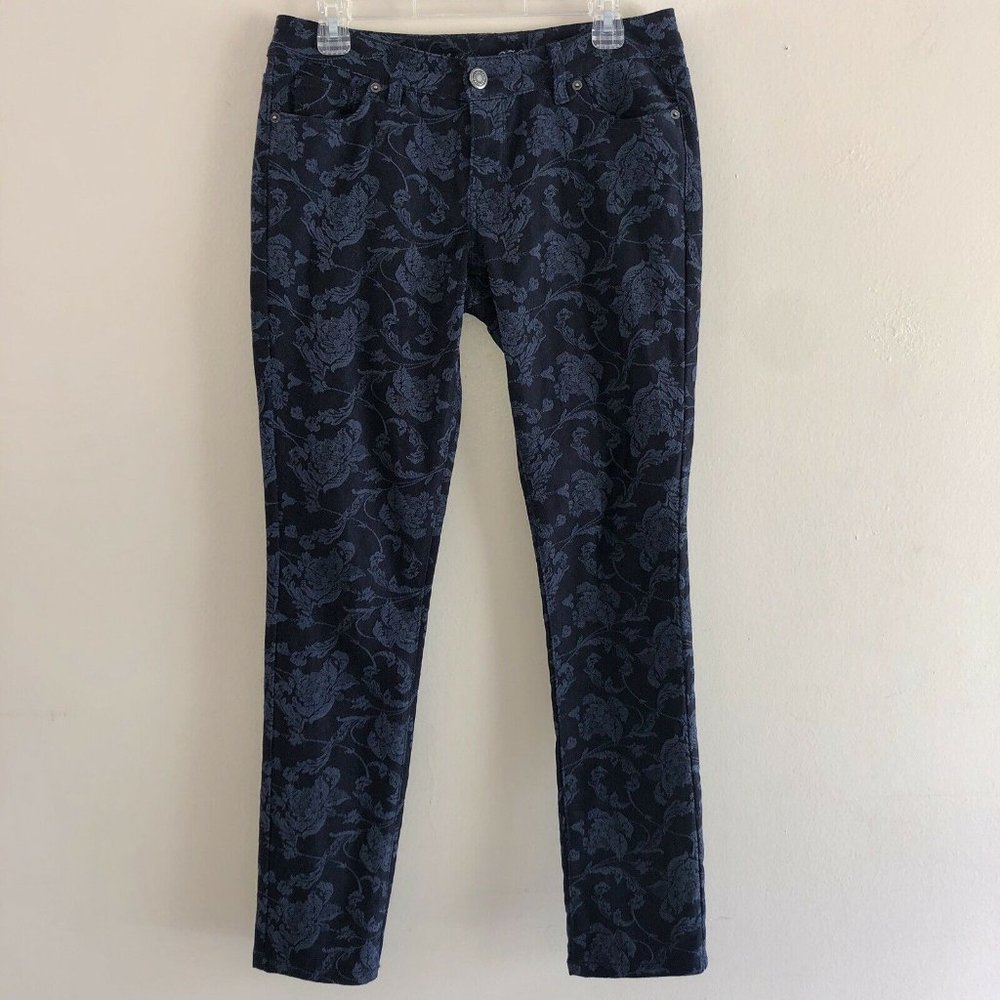 THE LIMITED 678 Navy Floral Jacquard Skinny Jeans - Picture 3 of 10